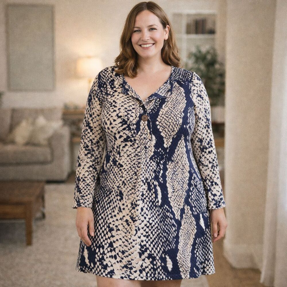 Diane von Furstenberg Gaby Tunic Dress Silk Women's 12 Snakeskin Print Old Money